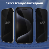 Coque IPhone 15 Pro Max en verre trempé double face magnétique anti-regard