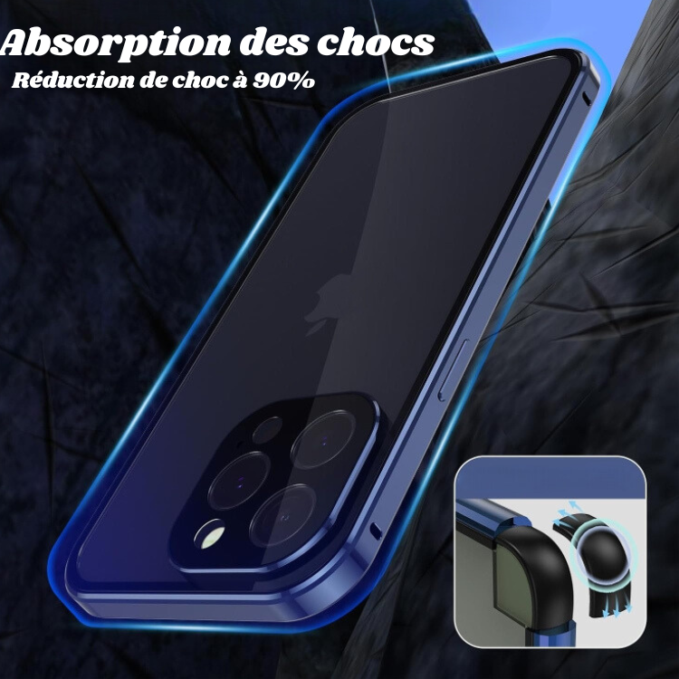 Coque IPhone 15 Pro Max en verre trempé double face magnétique anti-regard