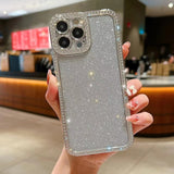 Coque pour iPhone 15 Pro Max en TPU avec dégradé de diamant et paillettes