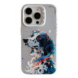 Coque iPhone 14 Pro de peinture à l'huile avec motif animal en PC + TPU