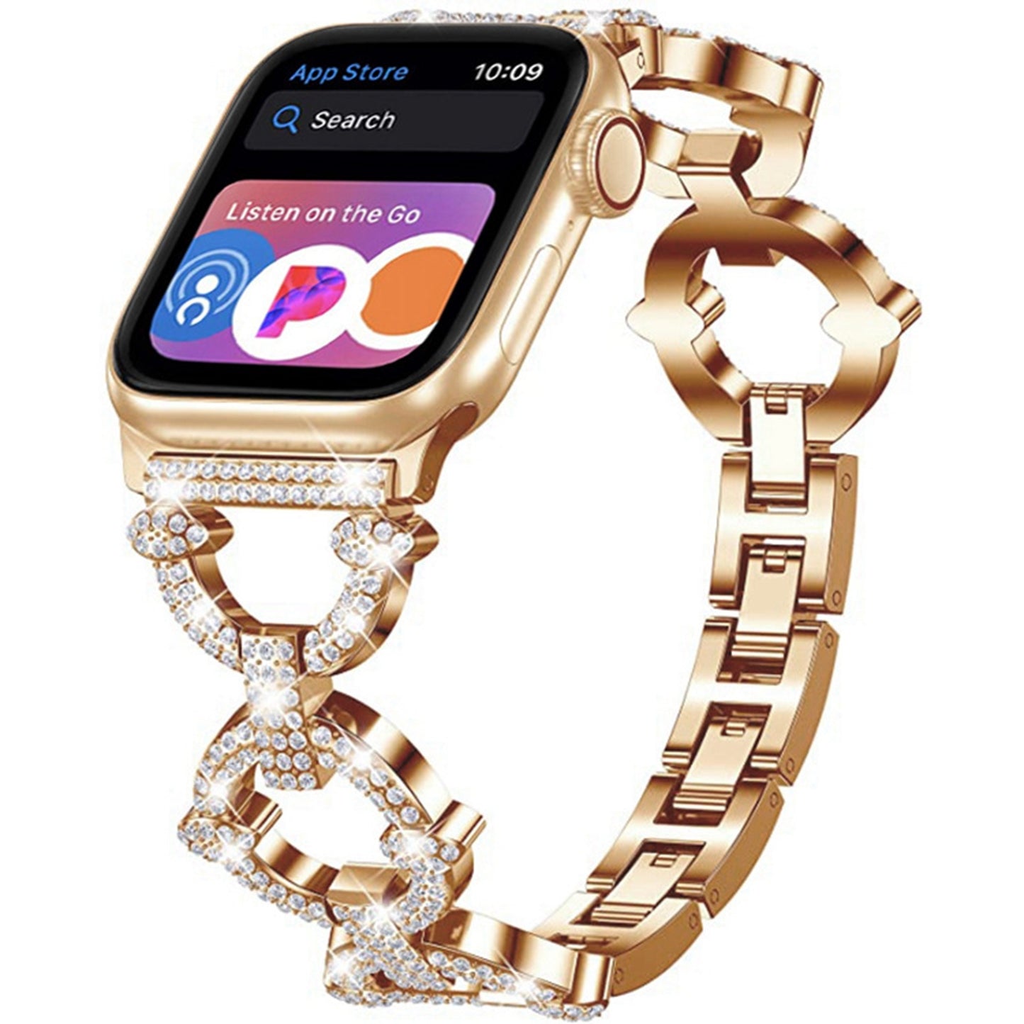 Bracelet en diamant avec chaîne en métal pour Apple Watch Series 9,8,7 41 mm / 45mm SE 2 &SE 40 mm