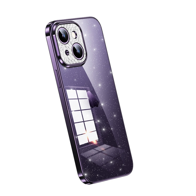 Coque en TPU transparent avec effet pailleté galvanisé pour iPhone 14