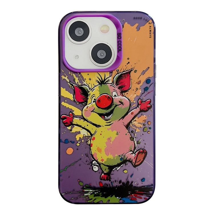 Coque peinture à l'huile avec motif animal en PC + TPU pour iPhone 13