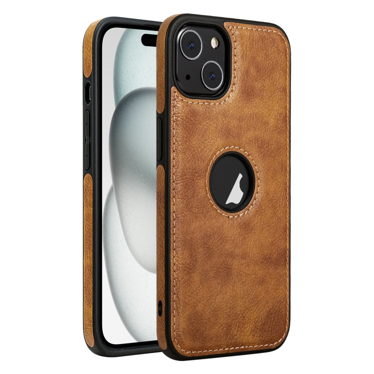 Coque coutures en cuir pour iPhone 15 Plus