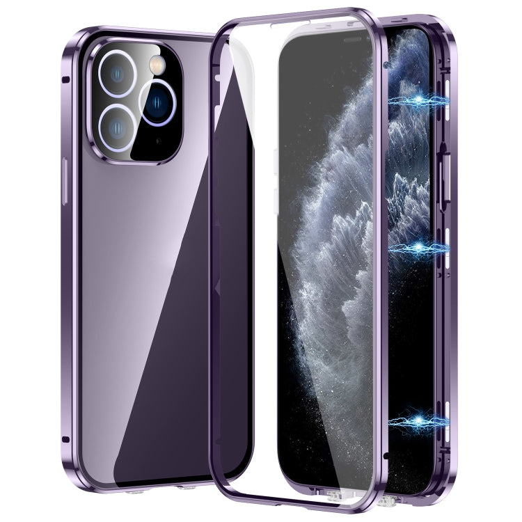 Coque en verre trempé HD à double boucle magnétique Pour iPhone 11 Pro Max