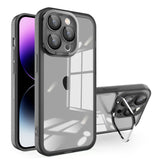 Coque pour iPhone 15 Pro Max avec Support Invisible pour Objectif, Matte Transparent et MagSafe