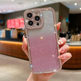 Coque pour iPhone 15 Pro Max en TPU avec dégradé de diamant et paillettes