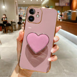 Coque Galvanoplastie Love Heart Holder TPU Pour iPhone 12 Mini