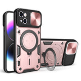 Coque magnétique en bouclier de came coulissante pour iPhone 15 Plus