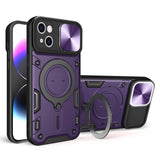 Coque magnétique en bouclier de came coulissante pour iPhone 15 Plus