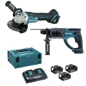 Pack 2 machines 18V 5Ah Li-Ion (Meuleuse DGA504 + Perforateur DHR202 + 3 batteries) LOT0151 MAKITA