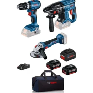 KIT 3 OUTILS GSB+GWS+GBH+2x5Ah+1 PC 5,5 Ah + GAL18V- 40 +SAC - 0615990N29 Bosch
